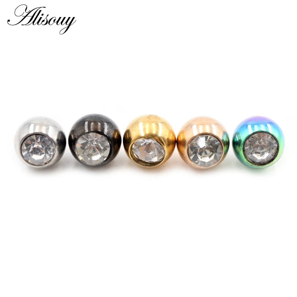 Body Jewelry Replacement Ball - 2 ชิ้น ลูกปัดบอลสเตนเลสสตีลประดับเซอร์คอน 14G/16G สำหรับเปลี่ยน DIY