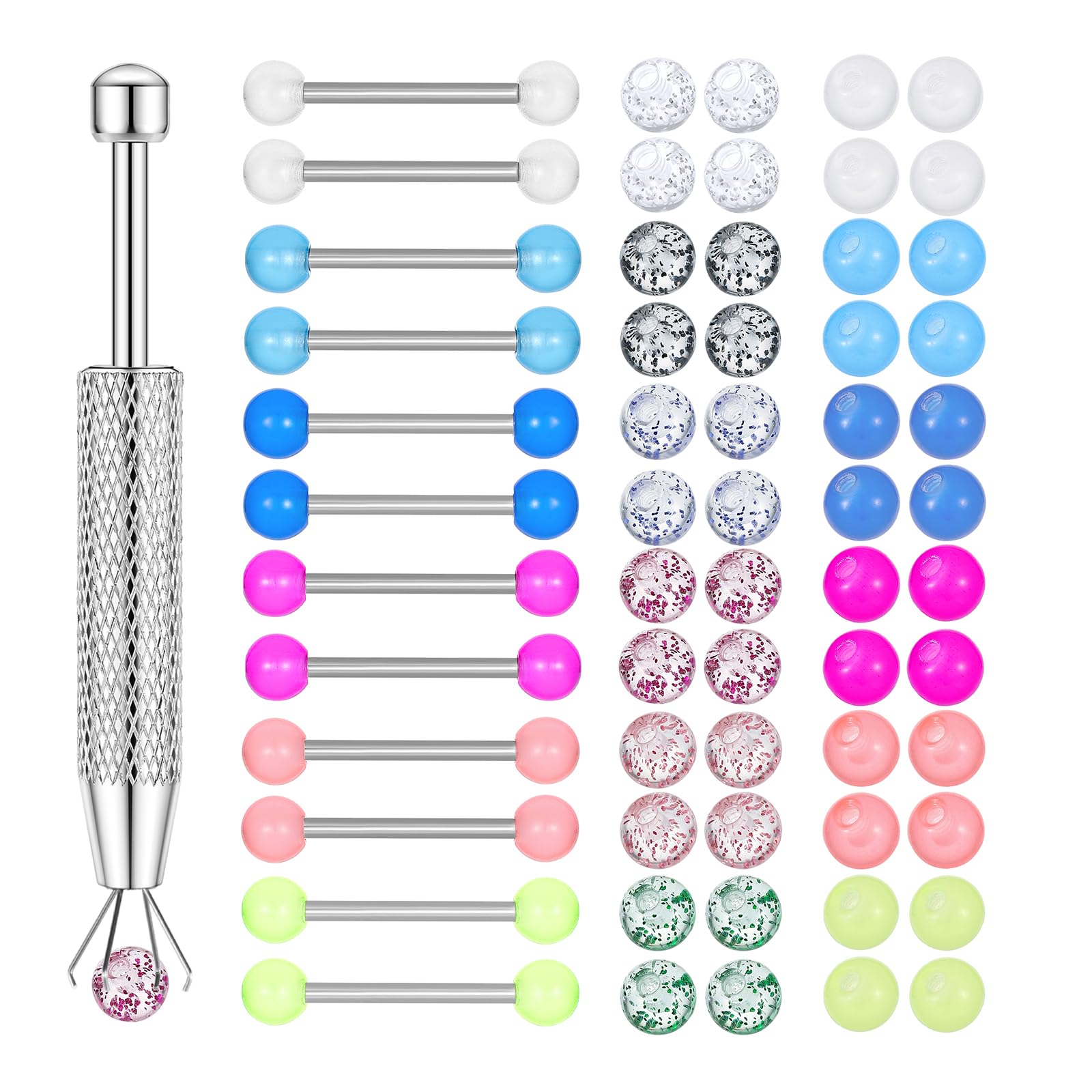 Body Jewelry Replacement Ball - 12PCS Barbell Nipple Rings ลูกบอลเปลี่ยน 48PCS,