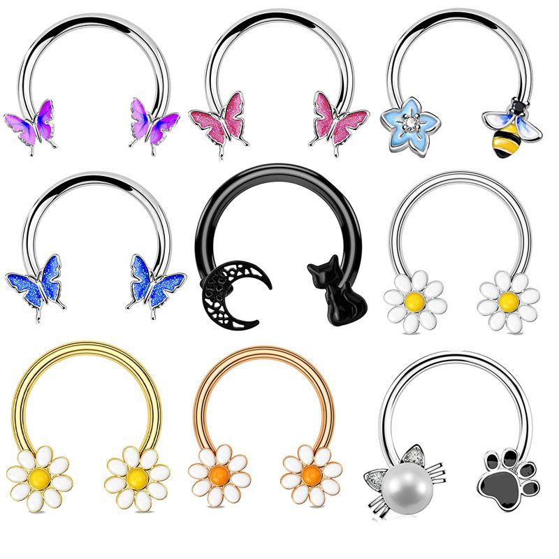 Body Jewelry Surgical Steel - แหวนเจาะจมูก 16G แบบวงแหวน ทำจากเหล็กกล้าผ่าตัด ใช้ได้กับการเจาะกระดูกอ่อน หู