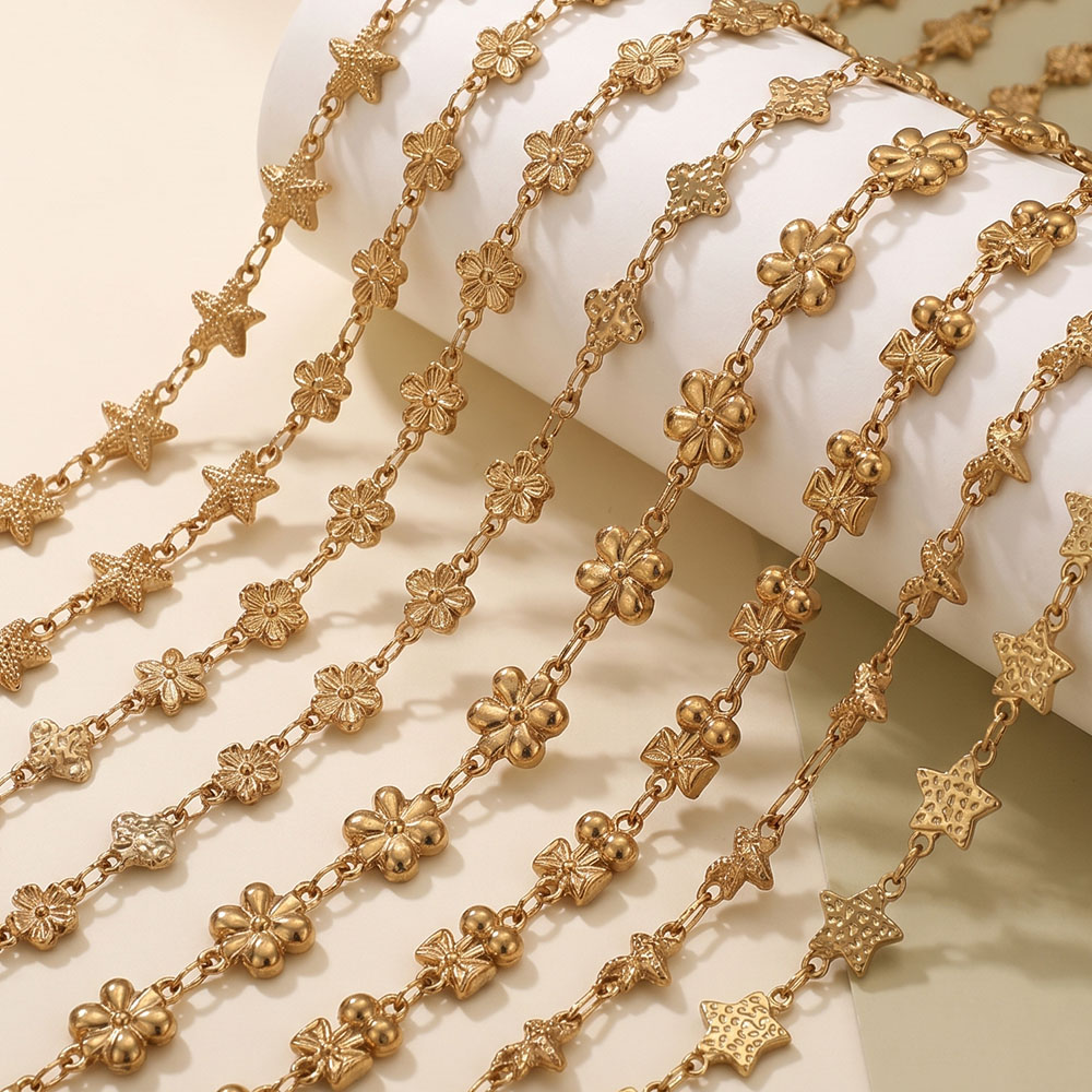 โซ่สแตนเลสสตีลรูปดาวดอกไม้ 1 เ - Body Jewelry Necklace บทวิจารณ์และราคา