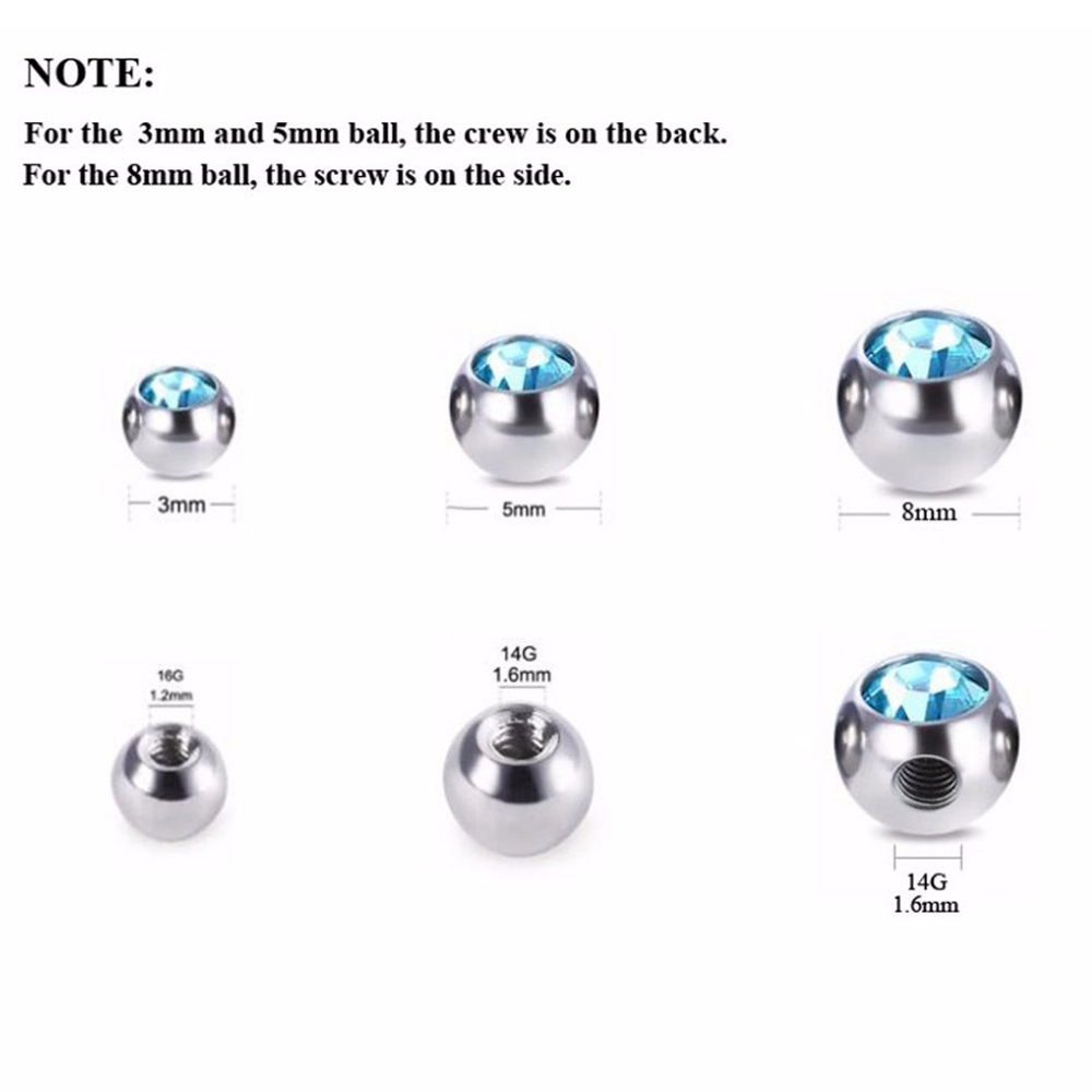 60PcsสแตนเลสCZคริสตัลสกรูเปลี่ - Body Jewelry Replacement Ball บทวิจารณ์และราคา