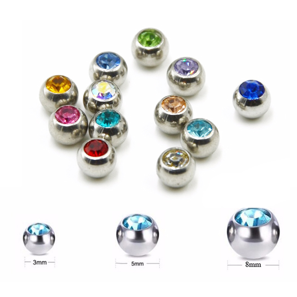 60PcsสแตนเลสCZคริสตัลสกรูเปลี่ - Body Jewelry Replacement Ball บทวิจารณ์และราคา