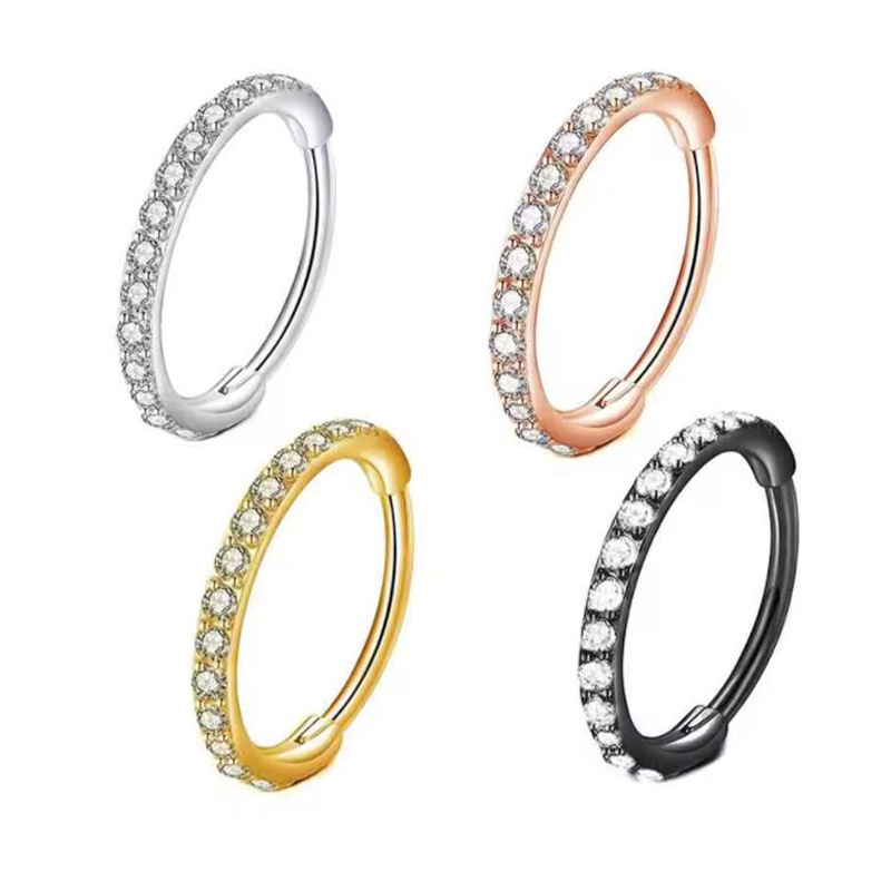 แหวนจมูกใส 16G ประดับเพชร CZ ว - Body Jewelry Surgical Steel บทวิจารณ์และราคา