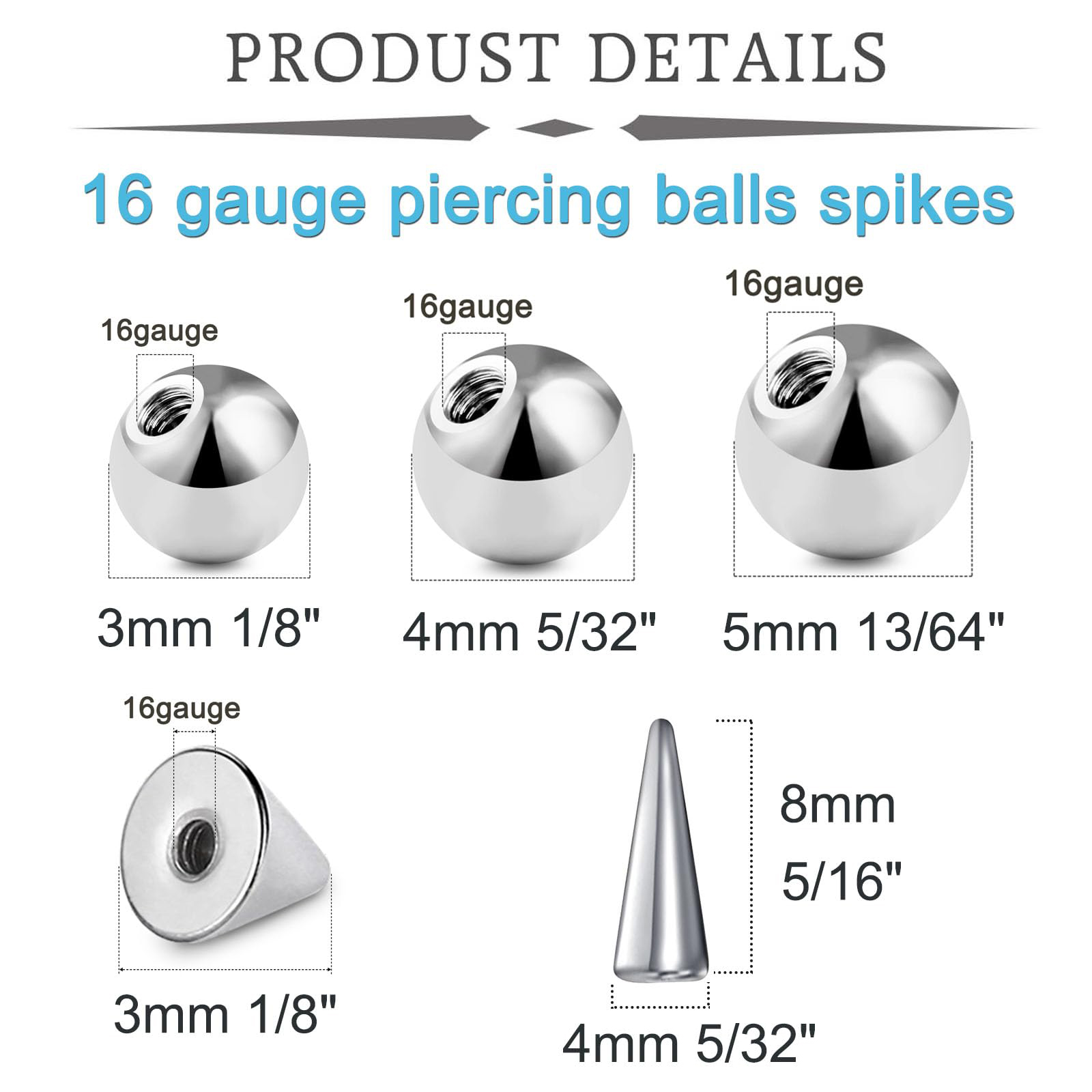 ลูกเปลี่ยนสแตนเลส 20 ชิ้น 16 ช - Body Jewelry Replacement Ball บทวิจารณ์และราคา