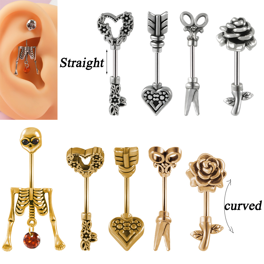 1PC Vintage ผ่าตัดโครงกระดูก A - Body Jewelry Surgical Steel บทวิจารณ์และราคา