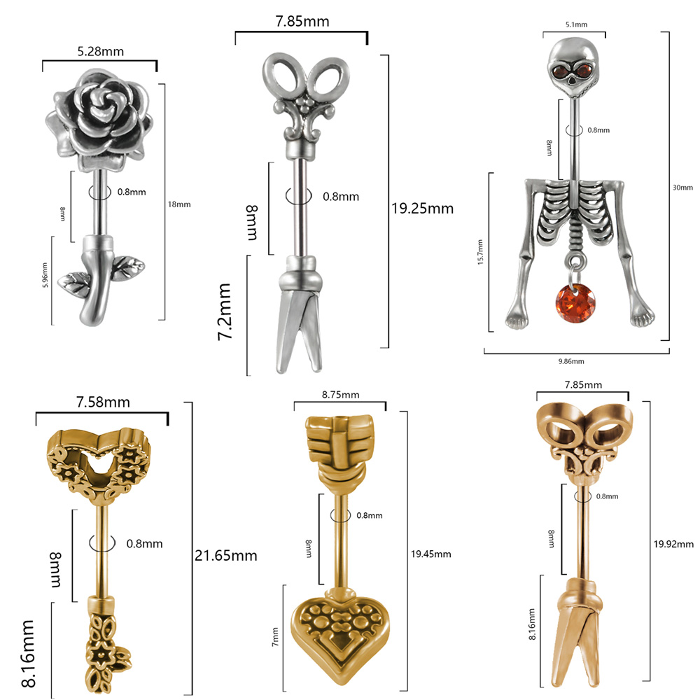 1PC Vintage ผ่าตัดโครงกระดูก A - Body Jewelry Surgical Steel บทวิจารณ์และราคา