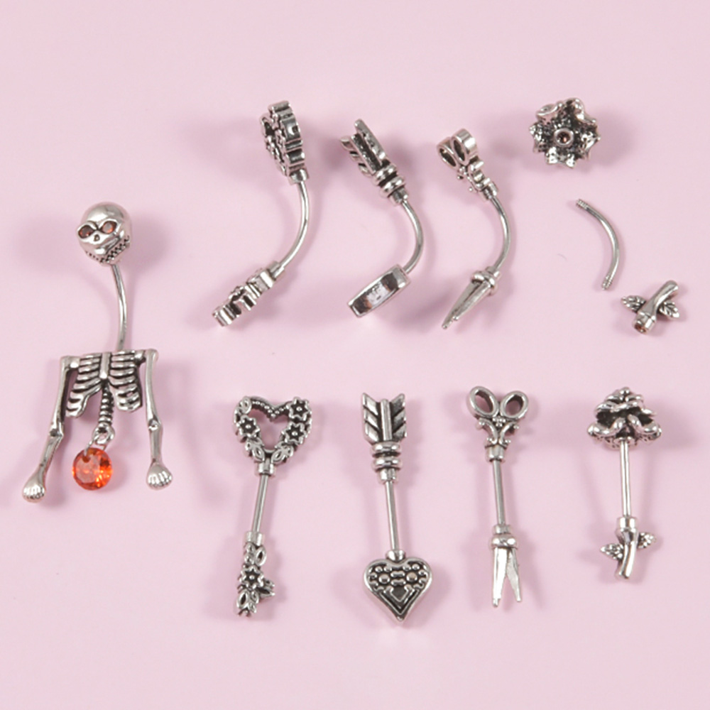 1PC Vintage ผ่าตัดโครงกระดูก A - Body Jewelry Surgical Steel บทวิจารณ์และราคา