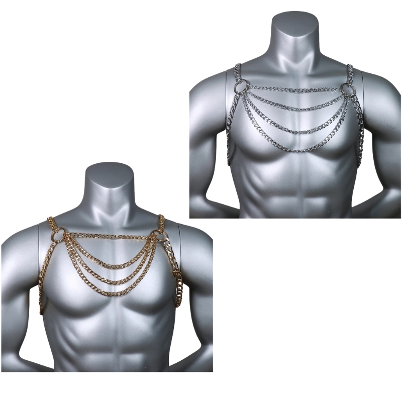 ผู้ชายเซ็กซี่โลหะหน้าอก CHAIN  - Body Jewelry Necklace บทวิจารณ์และราคา