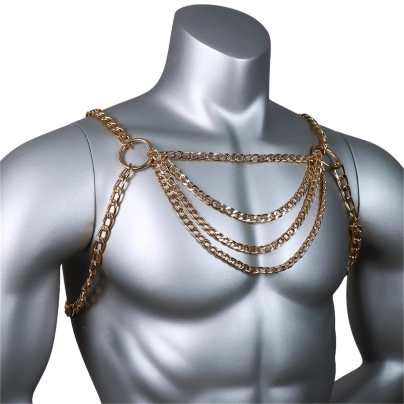 ผู้ชายเซ็กซี่โลหะหน้าอก CHAIN  - Body Jewelry Necklace บทวิจารณ์และราคา