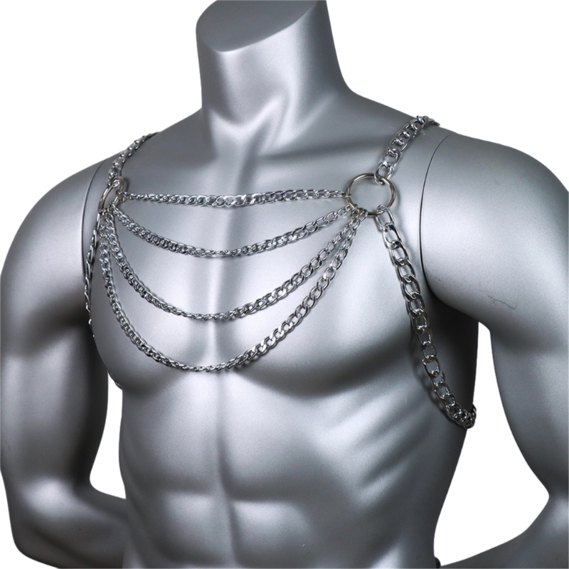 ผู้ชายเซ็กซี่โลหะหน้าอก CHAIN  - Body Jewelry Necklace บทวิจารณ์และราคา