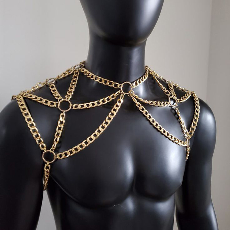 Punk Men ไหล่ Body Chain กลับส - Body Jewelry Necklace บทวิจารณ์และราคา