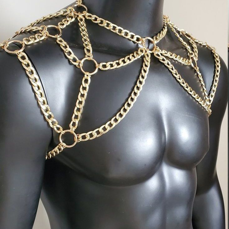 Punk Men ไหล่ Body Chain กลับส - Body Jewelry Necklace บทวิจารณ์และราคา