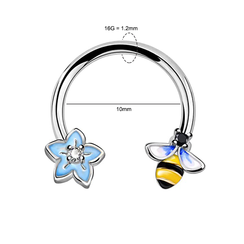 แหวนเจาะจมูก 16G แบบวงแหวน ทำจ - Body Jewelry Surgical Steel บทวิจารณ์และราคา