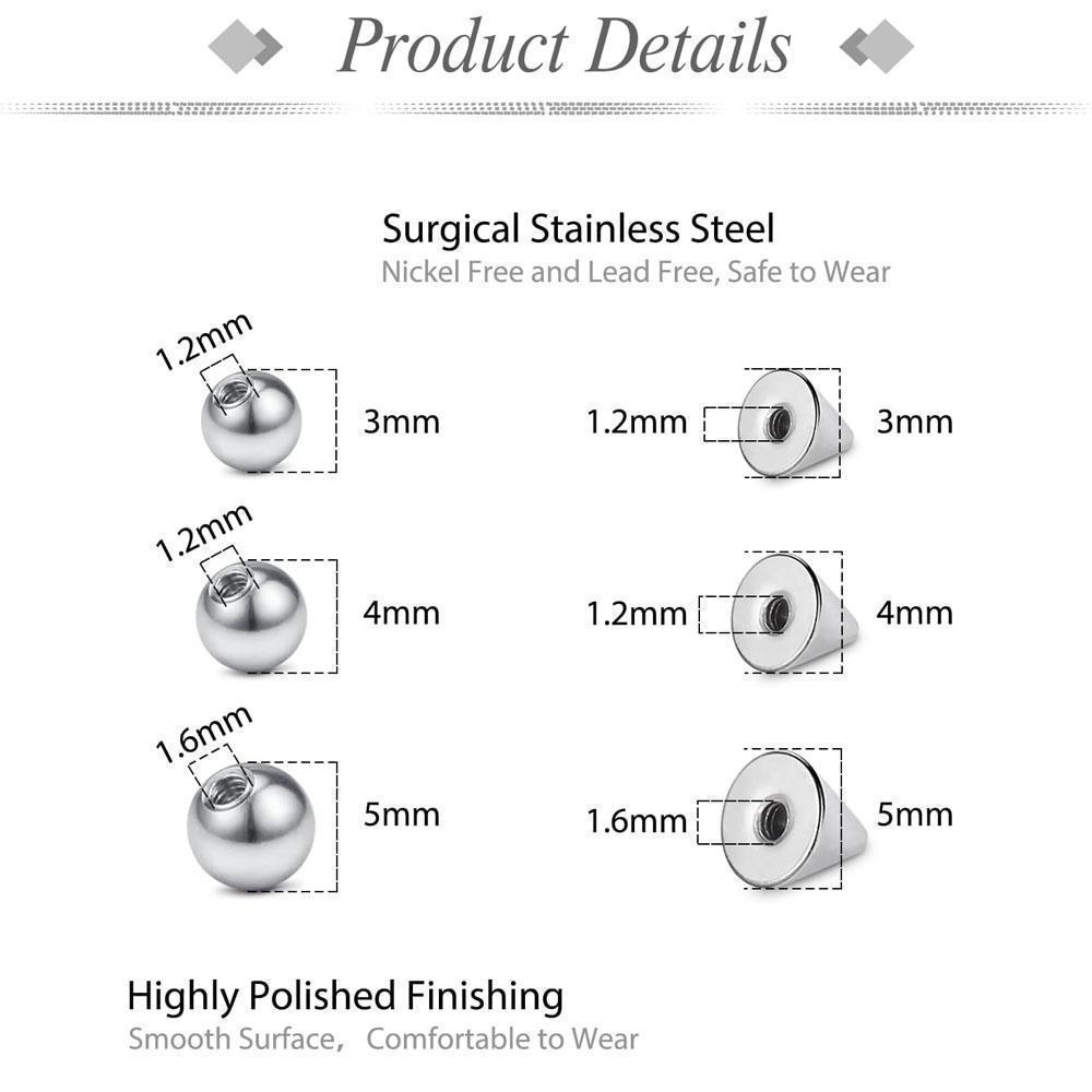ชุดอุปกรณ์ตกแต่งคิ้วปลอม 1-157 - Body Jewelry Replacement Ball บทวิจารณ์และราคา
