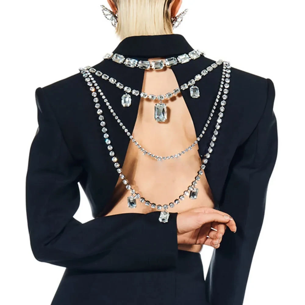 แวววาว rhinestone ยาวพู่โซ่หลั - Body Jewelry Necklace บทวิจารณ์และราคา
